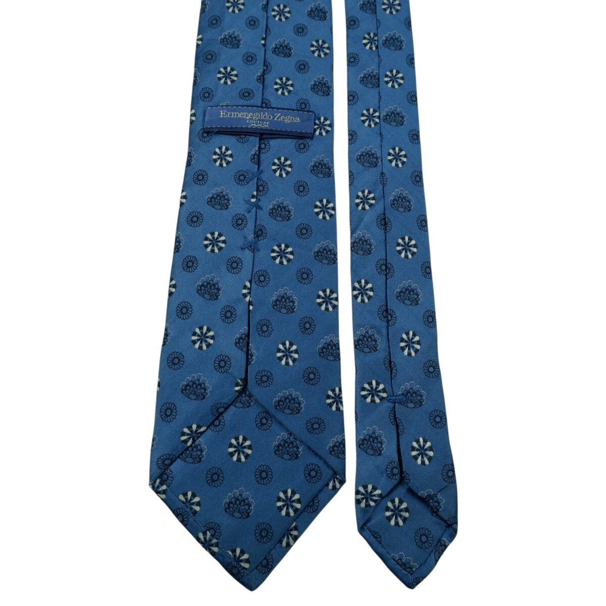 Ermenegildo Zegna Tie Silk Blue Geometric Italy (US Import Tax Included) | mesabb clothing Ermenegildo Zegna Tie Silk Blue Geometric Italy (US Import Tax Included) มุมที่ 4