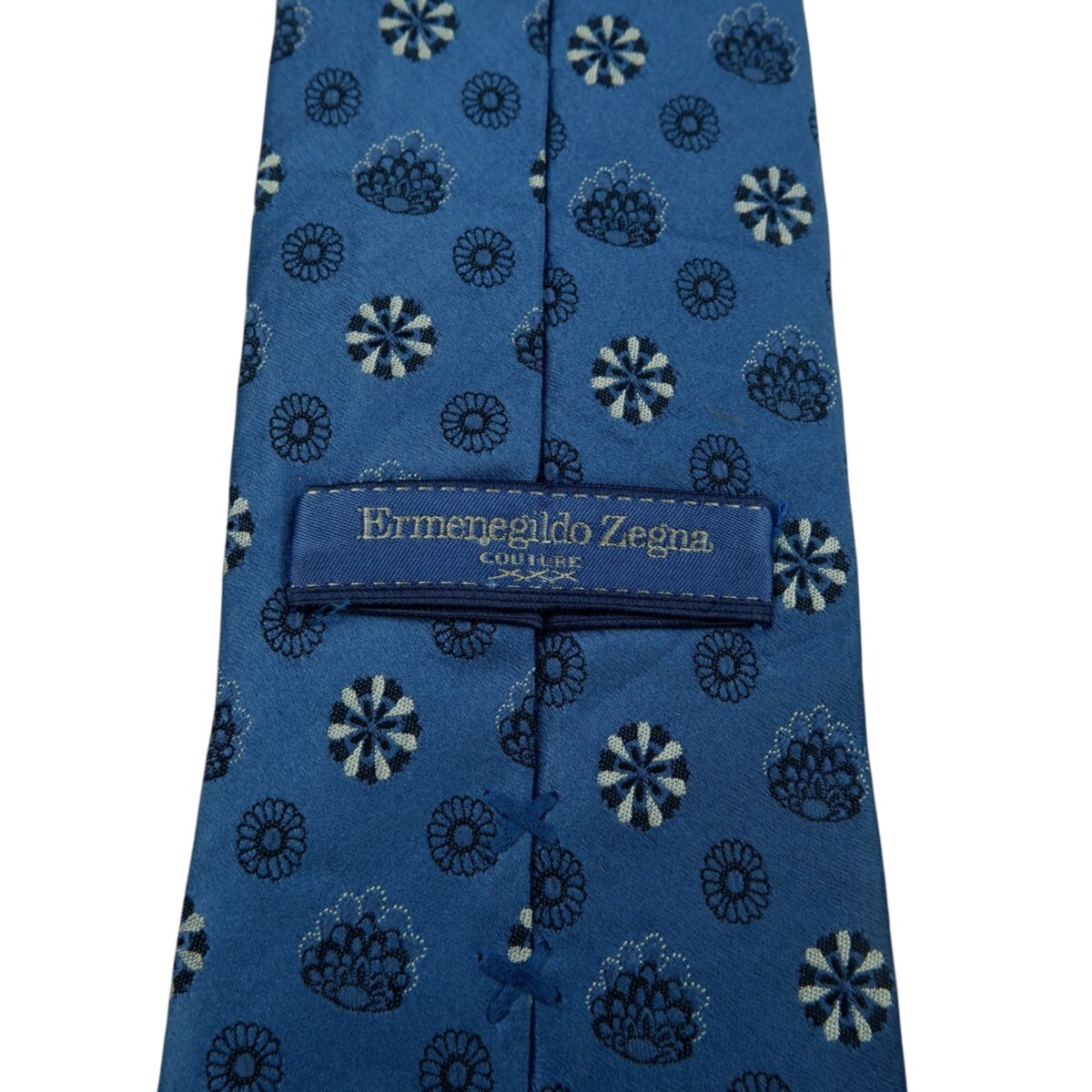 Ermenegildo Zegna Tie Silk Blue Geometric Italy (US Import Tax Included) | mesabb clothing Ermenegildo Zegna Tie Silk Blue Geometric Italy (US Import Tax Included) มุมที่ 9