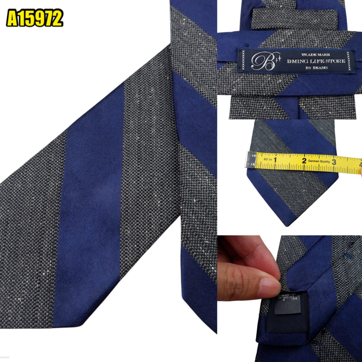 created by photogrid Beams Tie Silk Blue Grey Stripe China (US Import Tax Included) มุมที่ 1