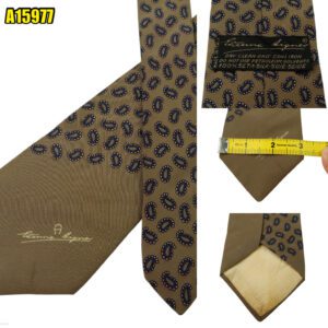 Etienne Aigner Tie Silk Brown Paisley Pattern Italy (US Import Tax Included) มุมที่ 1