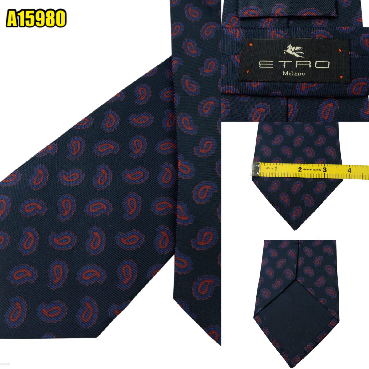 Etro Tie Silk Black Paisley Pattern Italy (US Import Tax Included) | mesabb clothing Etro Tie Silk Black Paisley Pattern Italy (US Import Tax Included) มุมที่ 1