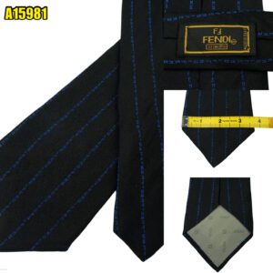 Fendi  Tie Silk Black Stripe Italy (US Import Tax Included) มุมที่ 1