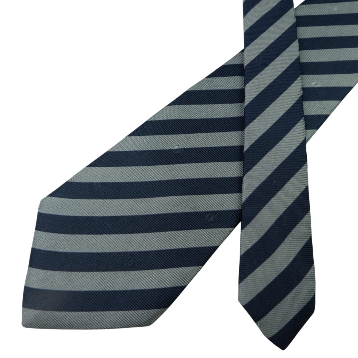 Dunhill Tie Silk Blue Gray Stripe Italy (US Import Tax Included) | mesabb clothing Dunhill Tie Silk Blue Gray Stripe Italy (US Import Tax Included) มุมที่ 2