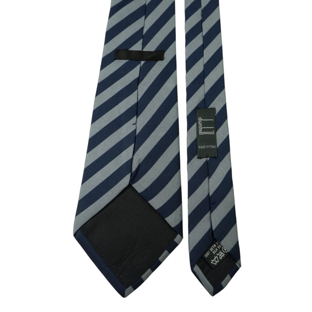Dunhill Tie Silk Blue Gray Stripe Italy (US Import Tax Included) | mesabb clothing Dunhill Tie Silk Blue Gray Stripe Italy (US Import Tax Included) มุมที่ 4