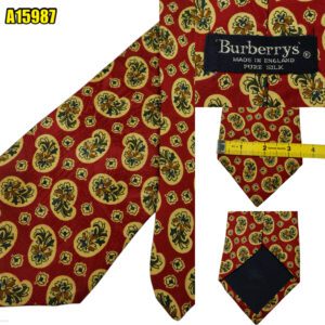 Burberry Tie Silk Maroon Paisley Pattern England (US Import Tax Included) มุมที่ 1