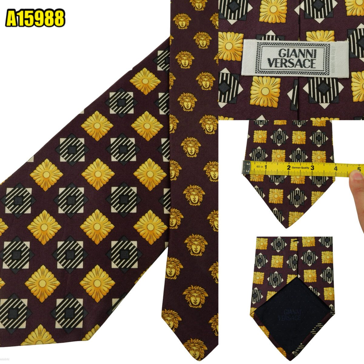 created by photogrid Gianni Versace Tie Silk Purple Geometric Italy (US Import Tax Included) มุมที่ 1