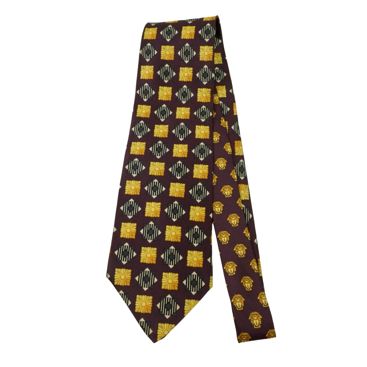 a15988 5 Gianni Versace Tie Silk Purple Geometric Italy (US Import Tax Included) มุมที่ 5