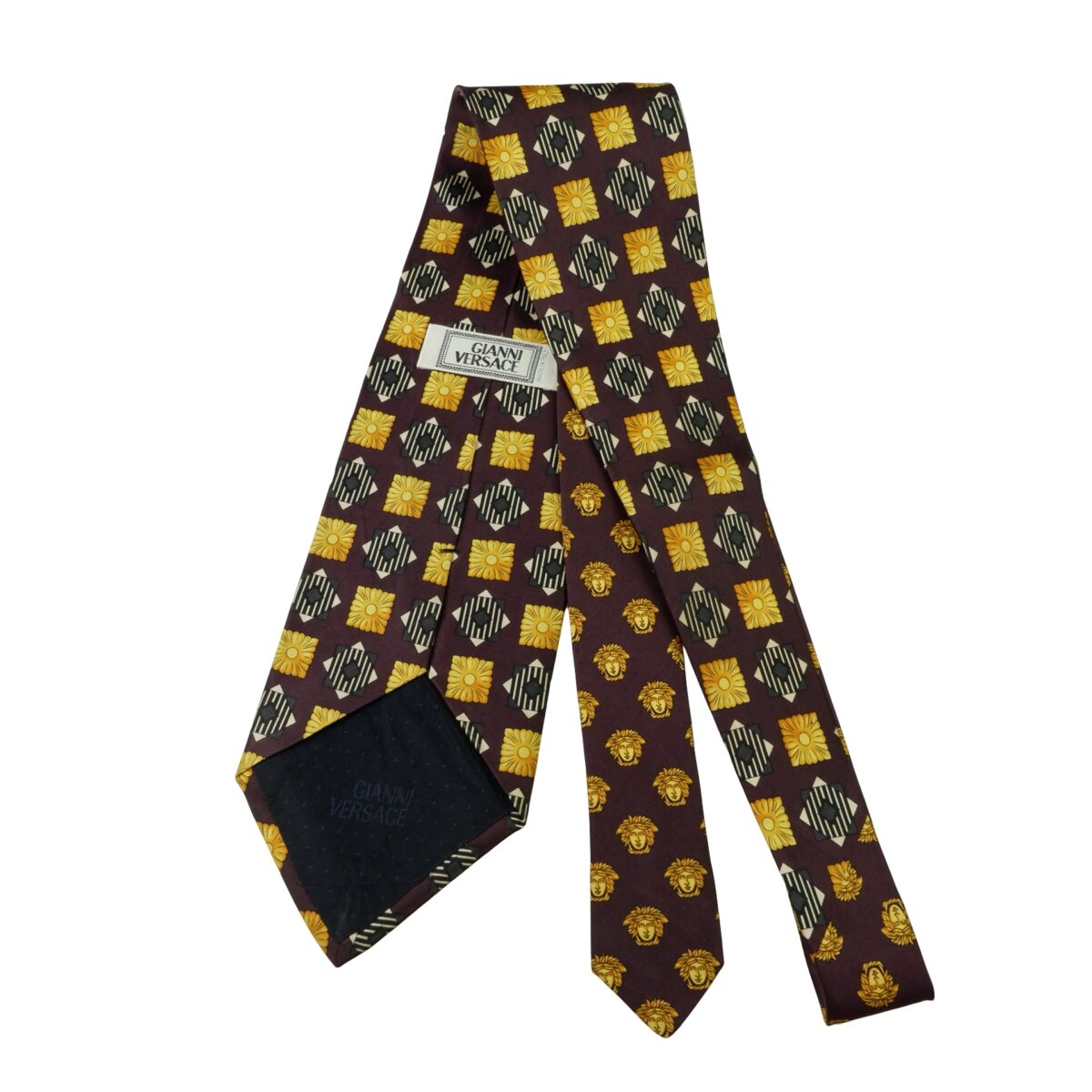 a15988 7 Gianni Versace Tie Silk Purple Geometric Italy (US Import Tax Included) มุมที่ 7