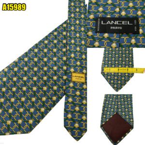 Lancel Tie Silk Blue Checkered Chain France (US Import Tax Included) มุมที่ 1