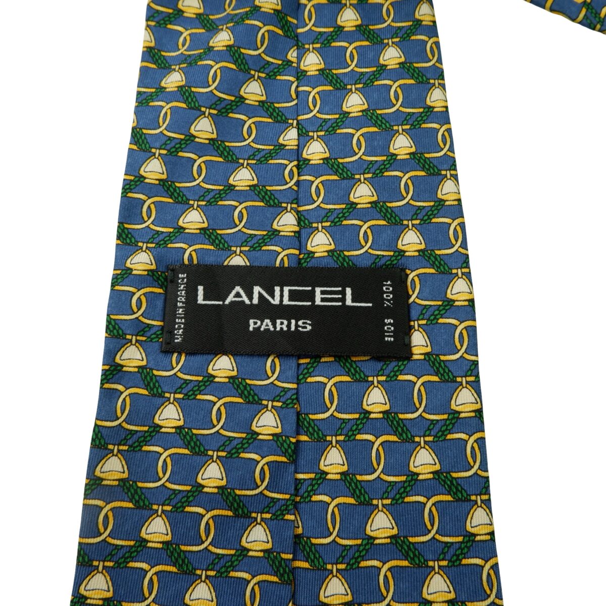 Lancel Tie Silk Blue Checkered Chain France (US Import Tax Included) | mesabb clothing Lancel Tie Silk Blue Checkered Chain France (US Import Tax Included) มุมที่ 10