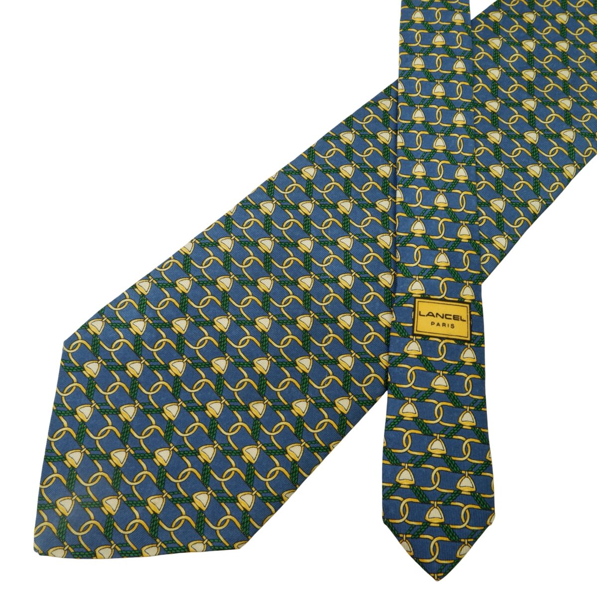 Lancel Tie Silk Blue Checkered Chain France (US Import Tax Included) | mesabb clothing Lancel Tie Silk Blue Checkered Chain France (US Import Tax Included) มุมที่ 2