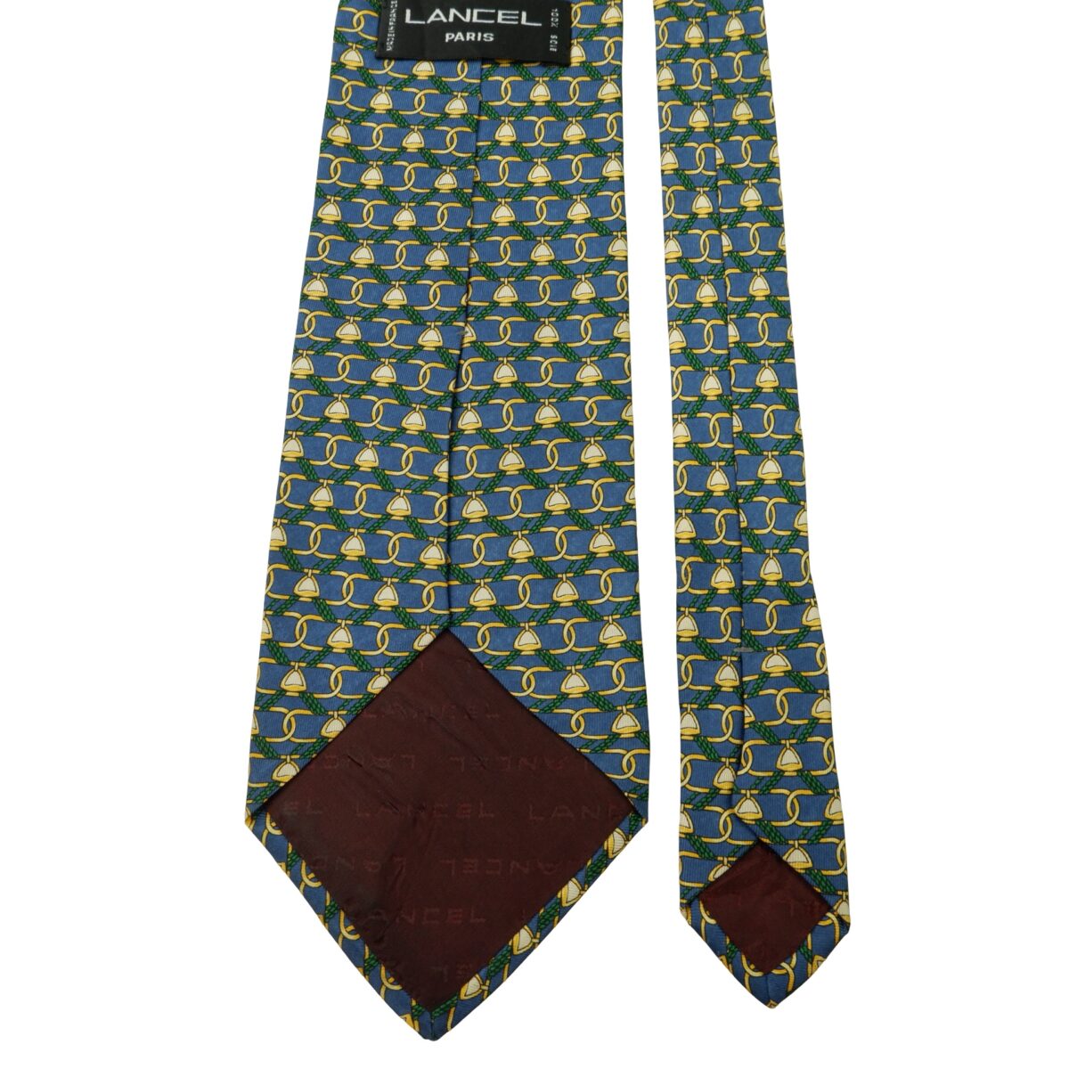 Lancel Tie Silk Blue Checkered Chain France (US Import Tax Included) | mesabb clothing Lancel Tie Silk Blue Checkered Chain France (US Import Tax Included) มุมที่ 4