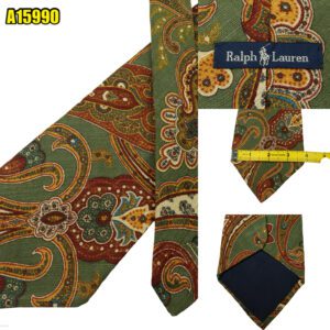 Ralph Lauren Tie Silk Green Paisley Italy (US Import Tax Included) มุมที่ 1