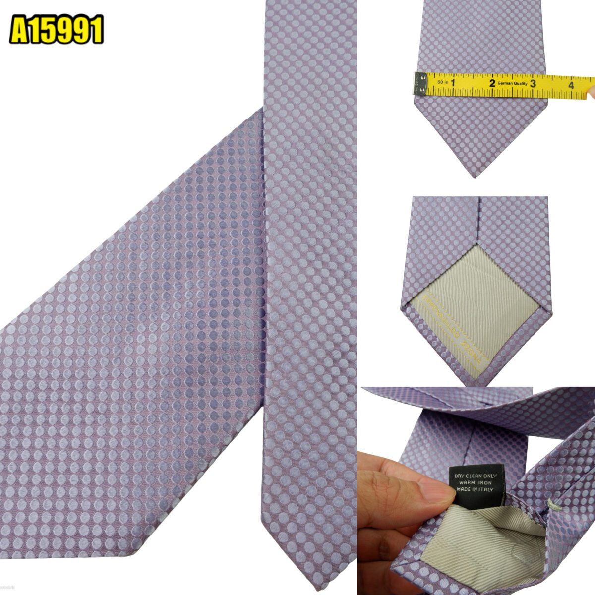 created by photogrid Ermenegildo Zegna Tie Silk Purple Dot Geometric Italy (US Import Tax Included) มุมที่ 1