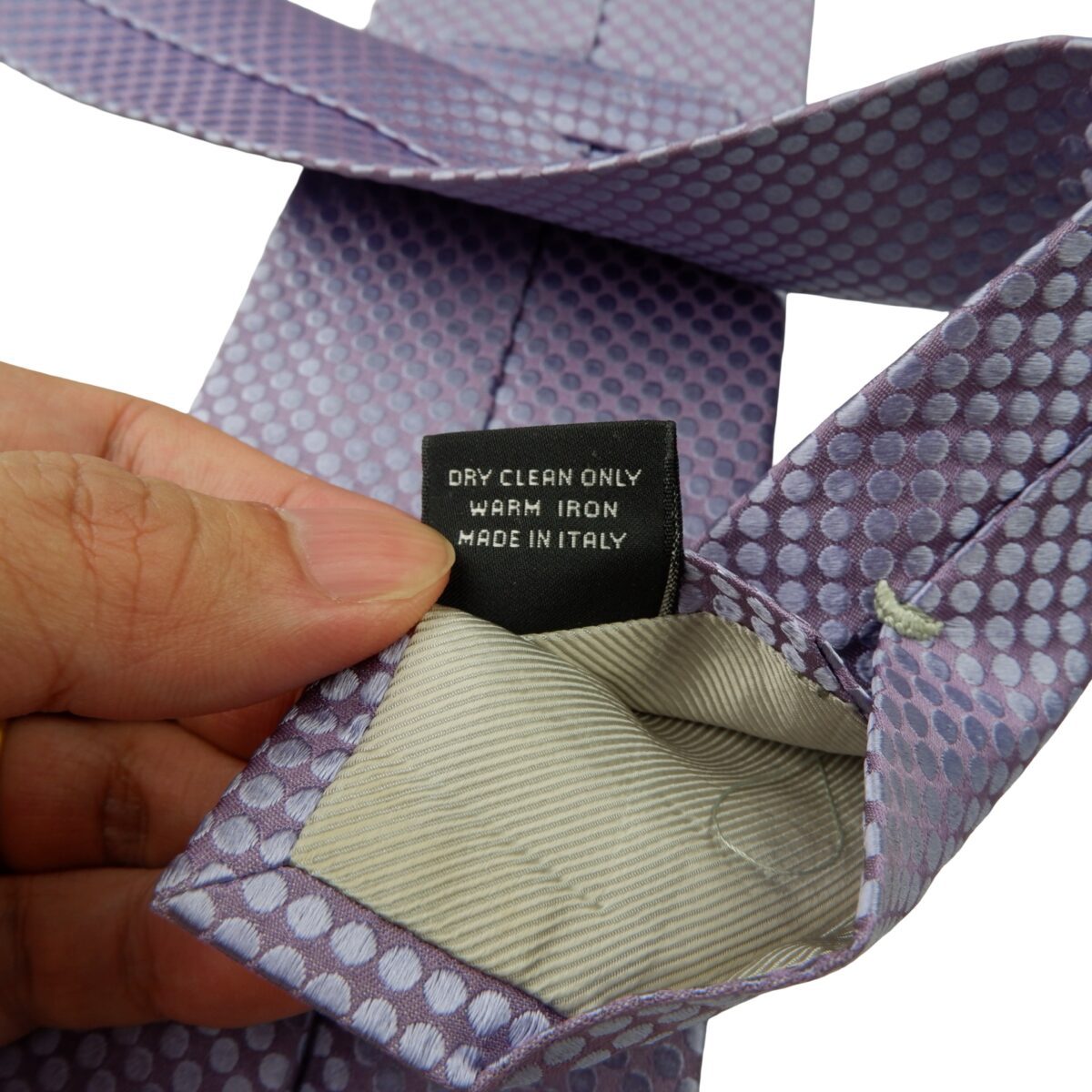 a15991 10 Ermenegildo Zegna Tie Silk Purple Dot Geometric Italy (US Import Tax Included) มุมที่ 10