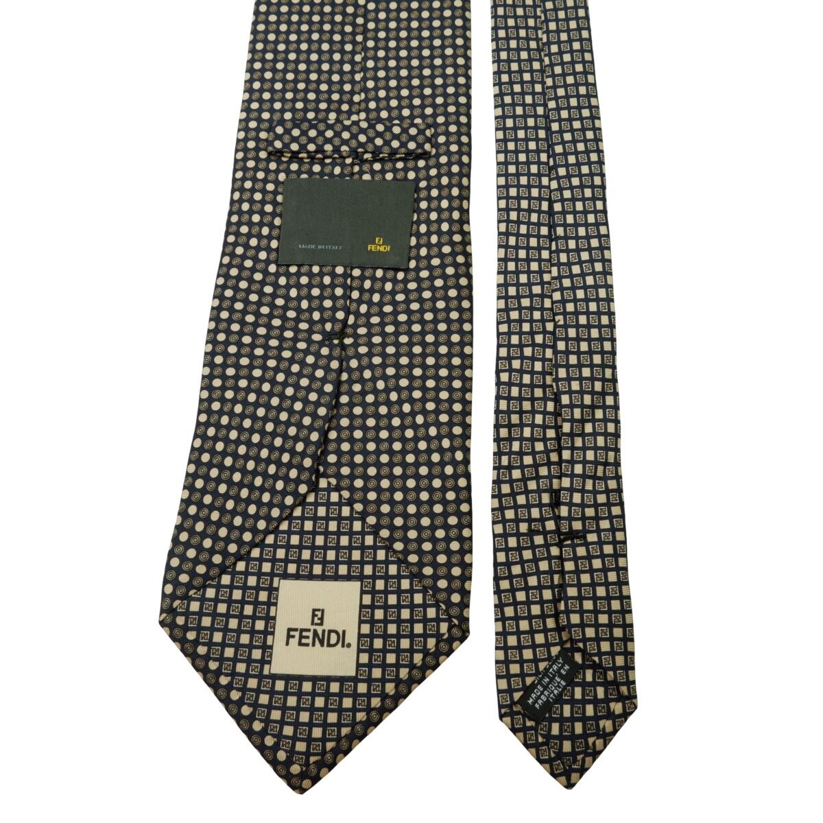 a15992 4 Fendi Tie Silk Black Dot Geometric Italy (US Import Tax Included) มุมที่ 4