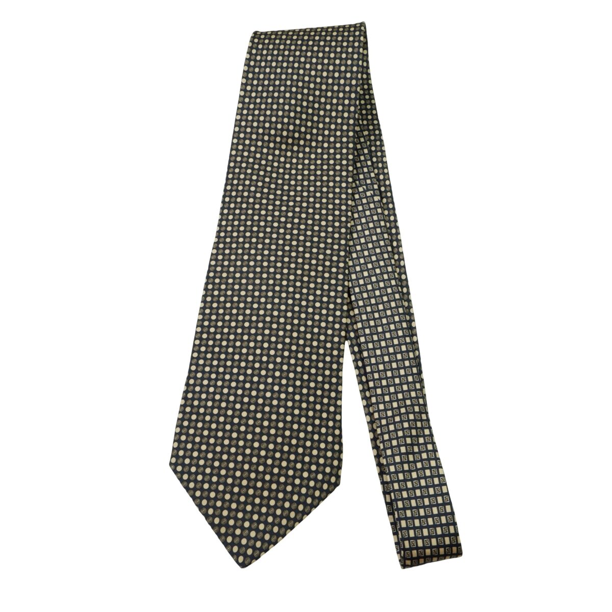 a15992 5 Fendi Tie Silk Black Dot Geometric Italy (US Import Tax Included) มุมที่ 5