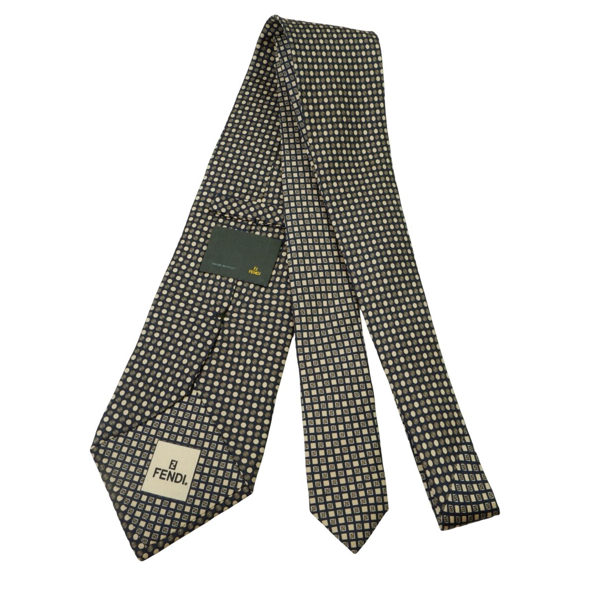 a15992 7 Fendi Tie Silk Black Dot Geometric Italy (US Import Tax Included) มุมที่ 7