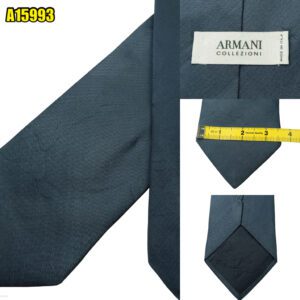 Armani Collezioni Tie Silk Solid Gray Italy (US Import Tax Included) มุมที่ 1