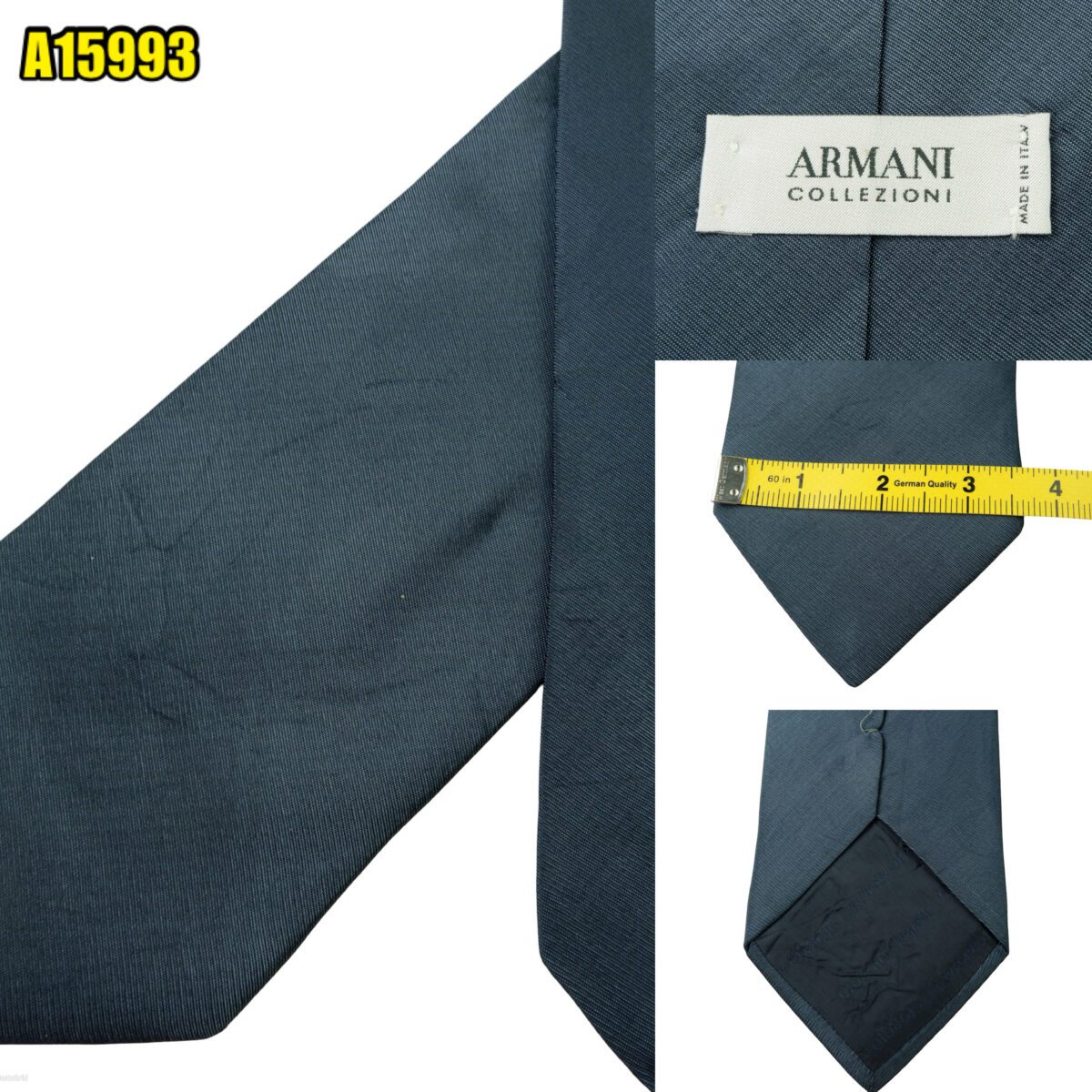 created by photogrid Armani Collezioni Tie Silk Solid Gray Italy (US Import Tax Included) มุมที่ 1