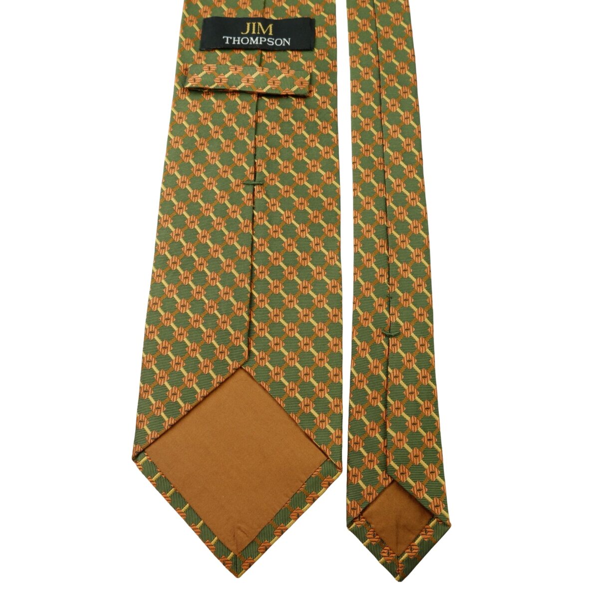 a15994 4 Jim Thompson Tie Silk Green Checkered Chain Thailand (US Import Tax Included) มุมที่ 4