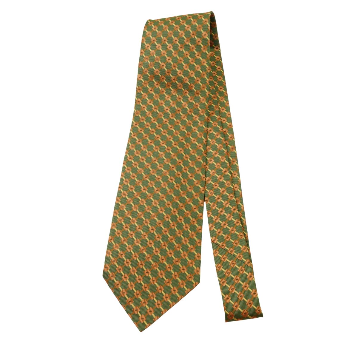 a15994 5 Jim Thompson Tie Silk Green Checkered Chain Thailand (US Import Tax Included) มุมที่ 5