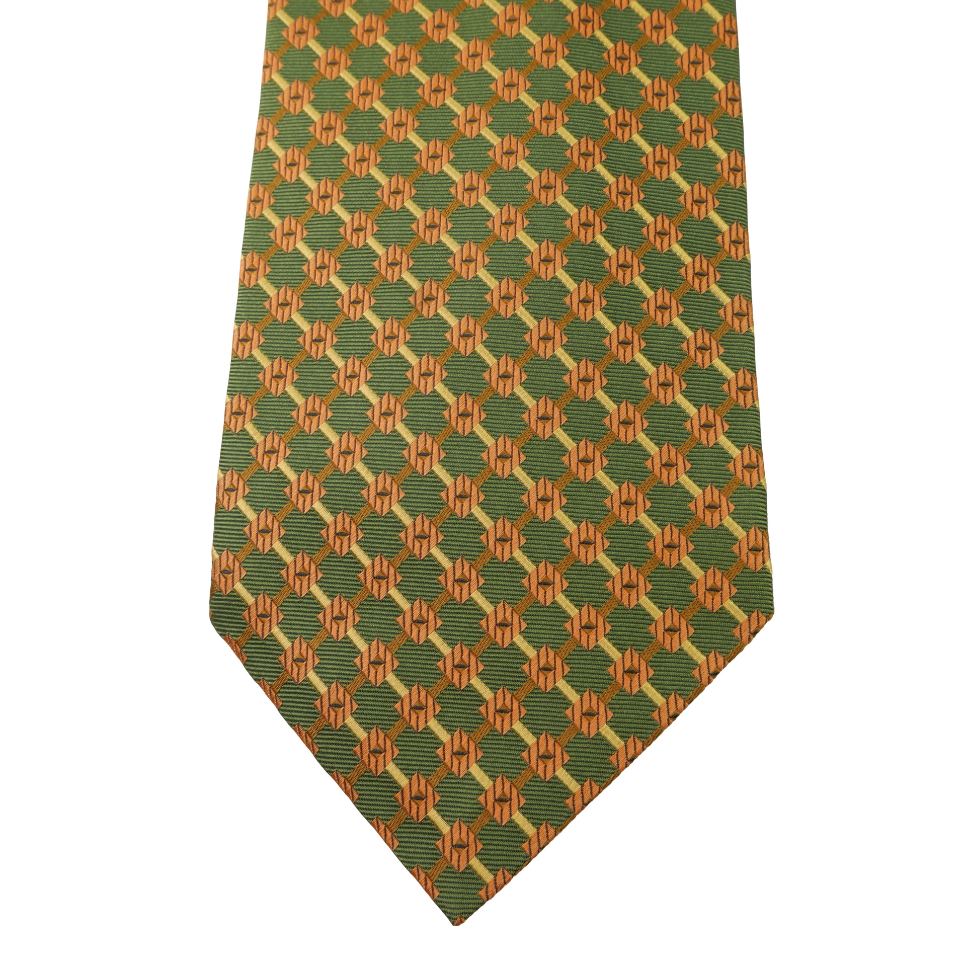 a15994 6 Jim Thompson Tie Silk Green Checkered Chain Thailand (US Import Tax Included) มุมที่ 6