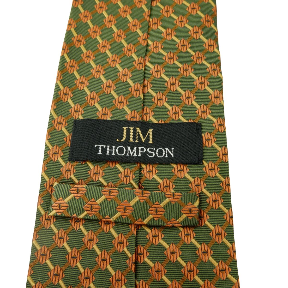 a15994 9 Jim Thompson Tie Silk Green Checkered Chain Thailand (US Import Tax Included) มุมที่ 9