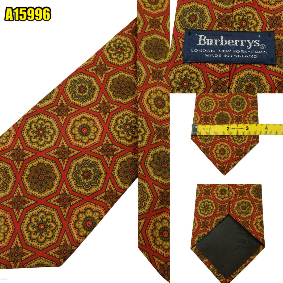 created by photogrid Burberry Tie Cotton Brown Geometric England (US Import Tax Included) มุมที่ 1