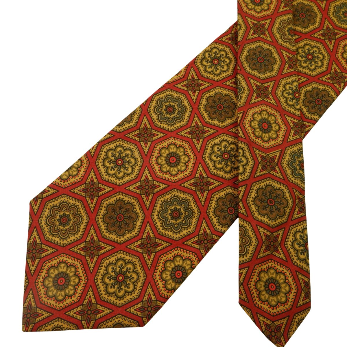 a15996 2 Burberry Tie Cotton Brown Geometric England (US Import Tax Included) มุมที่ 2