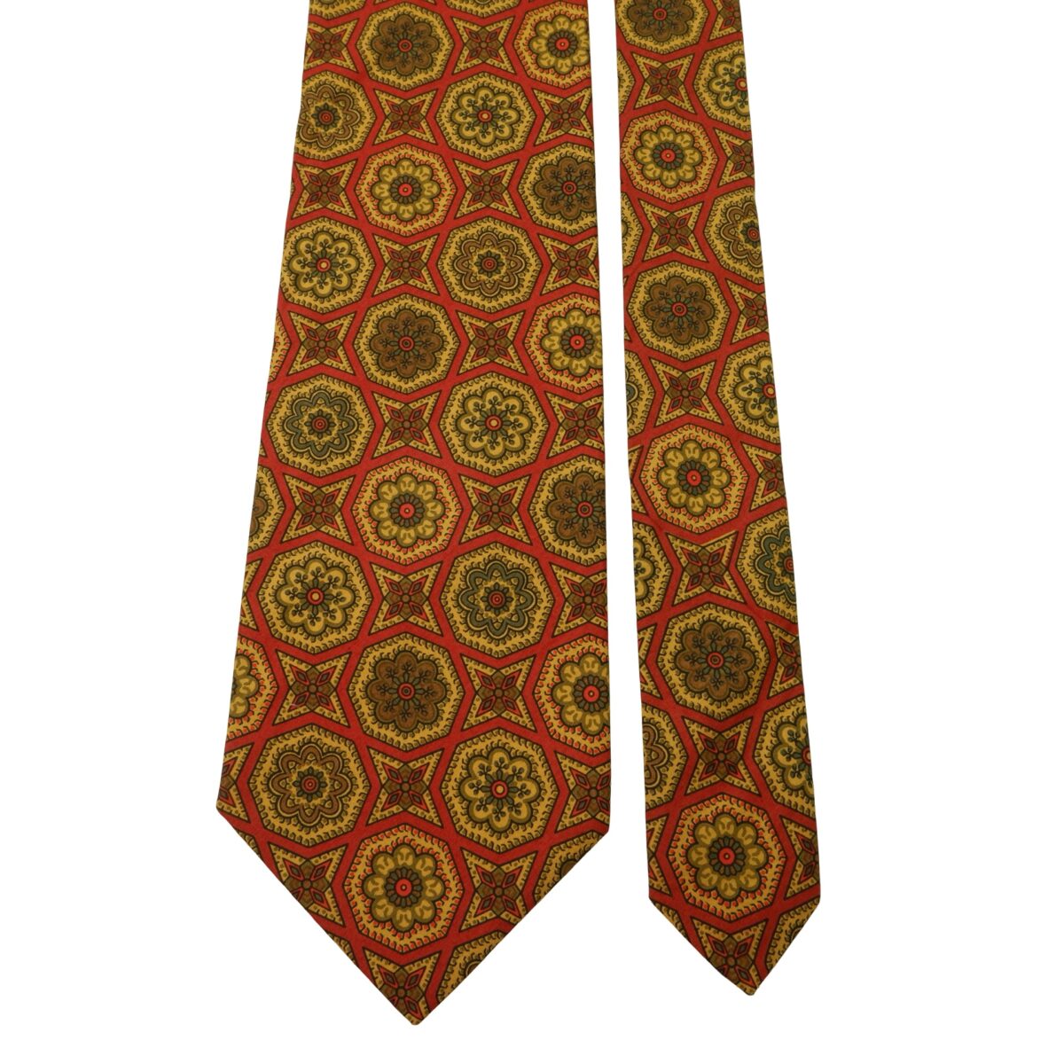 a15996 3 Burberry Tie Cotton Brown Geometric England (US Import Tax Included) มุมที่ 3