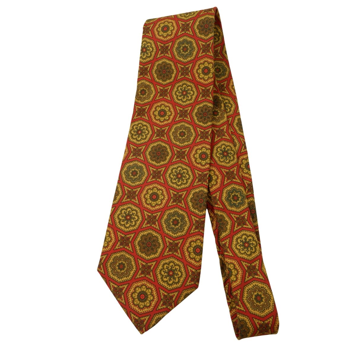a15996 5 Burberry Tie Cotton Brown Geometric England (US Import Tax Included) มุมที่ 5