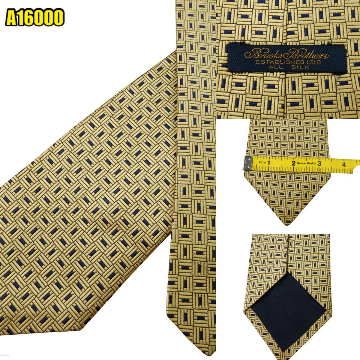 Brooks Brothers Tie Silk Gold Geometric USA (US Import Tax Included) | mesabb clothing Brooks Brothers Tie Silk Gold Geometric USA (US Import Tax Included) มุมที่ 1