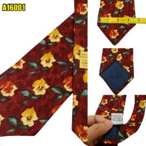 Givenchy Tie Silk Dark Brown Floral Pattern Italy (US Import Tax Included) มุมที่ 1