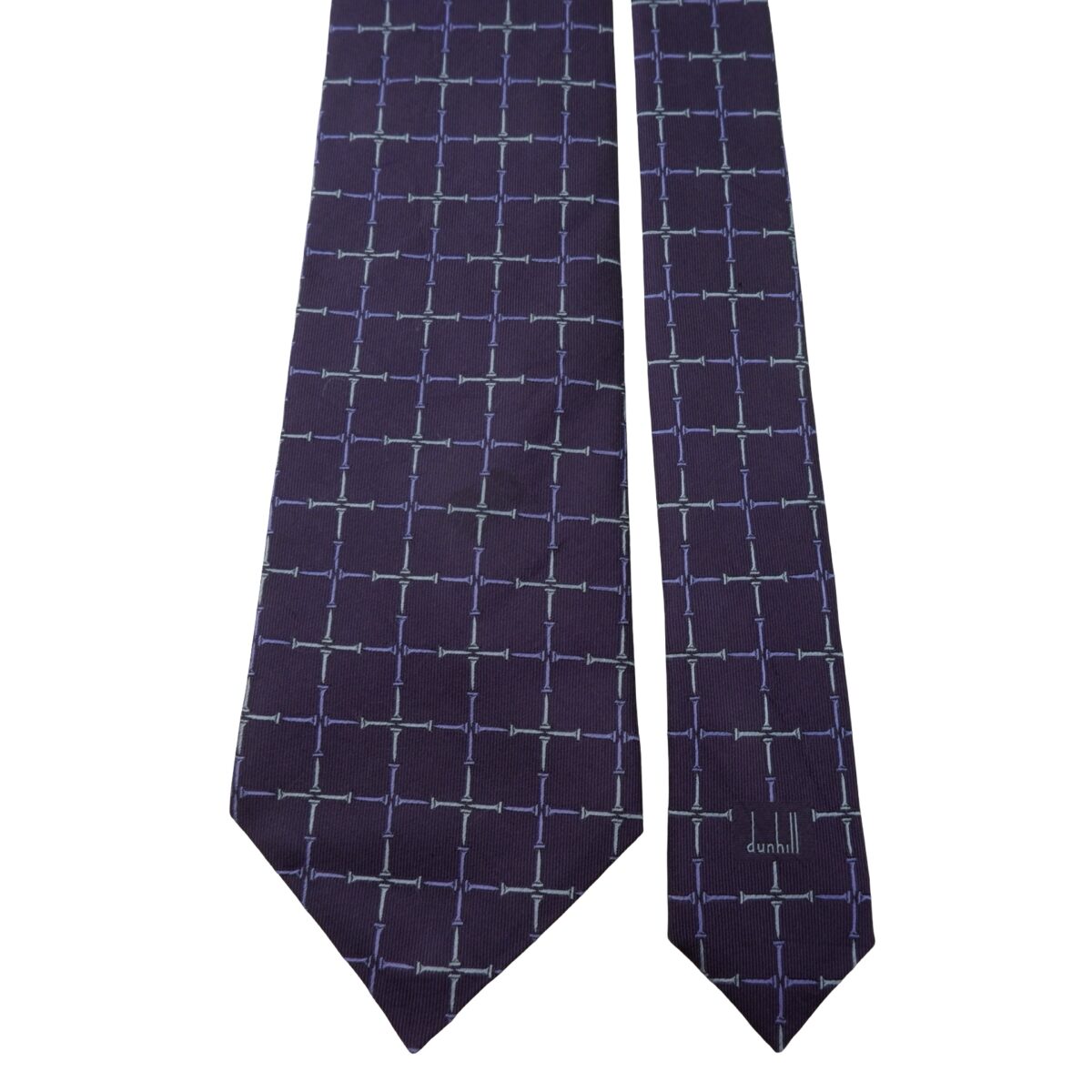 a16002 3 Dunhill Tie Silk Purple Check England (US Import Tax Included) มุมที่ 3