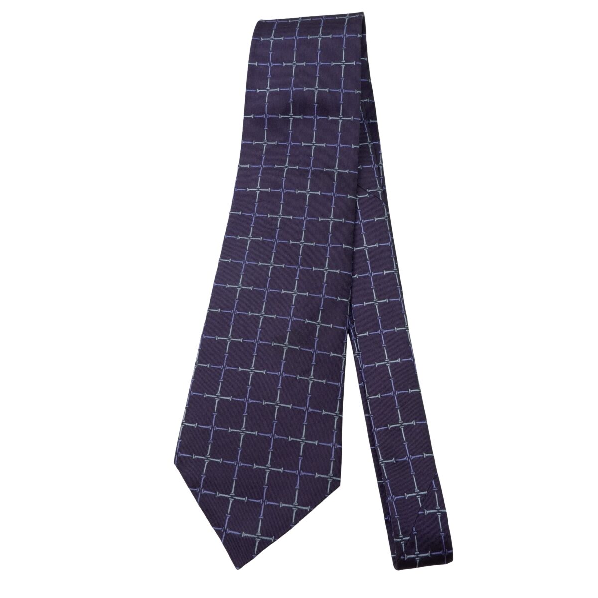 a16002 5 Dunhill Tie Silk Purple Check England (US Import Tax Included) มุมที่ 5