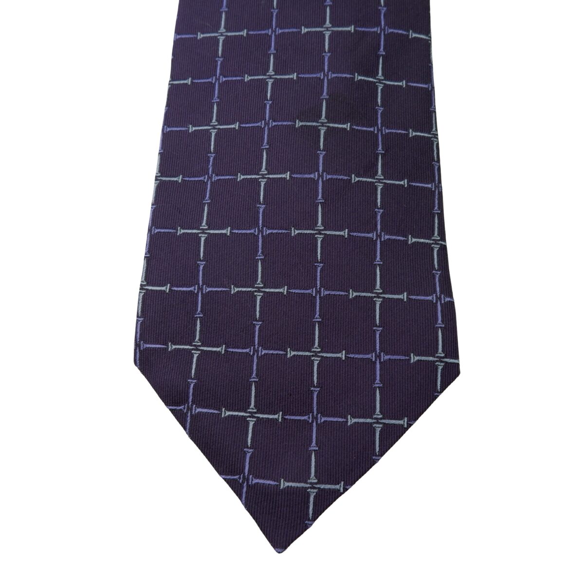 a16002 6 Dunhill Tie Silk Purple Check England (US Import Tax Included) มุมที่ 6