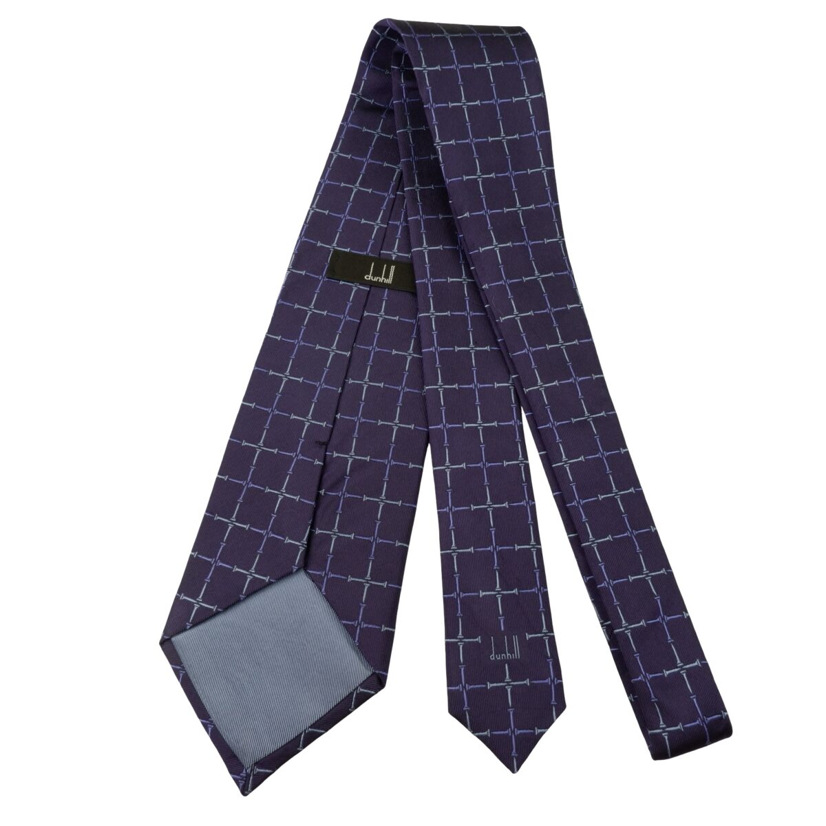 a16002 7 Dunhill Tie Silk Purple Check England (US Import Tax Included) มุมที่ 7