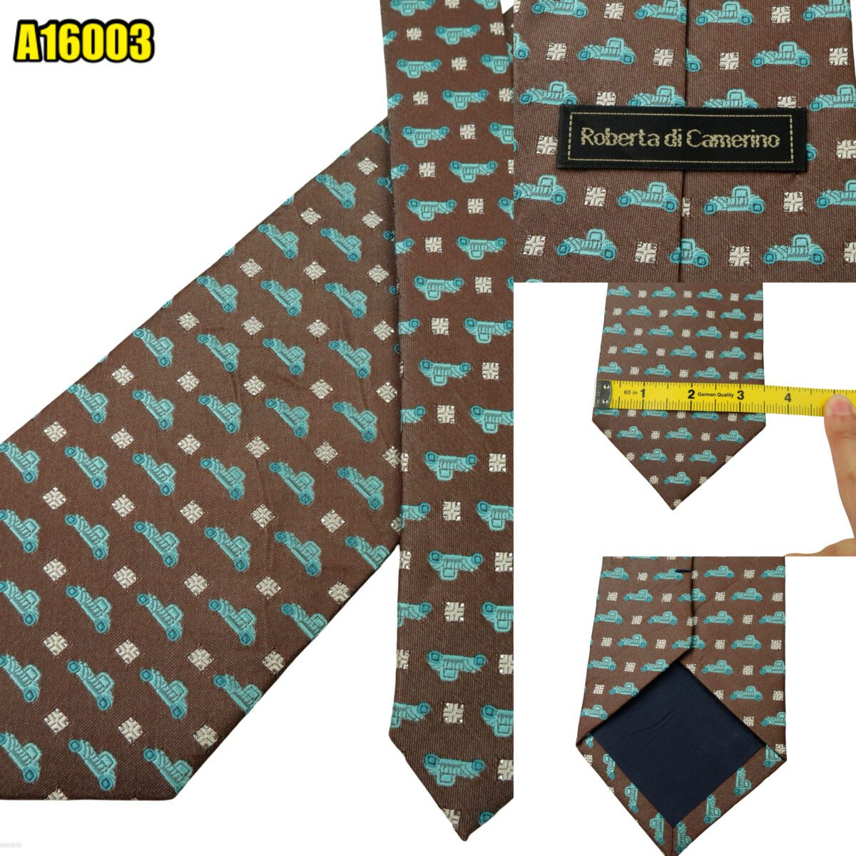 created by photogrid Roberta Di Camerino Tie Silk Brown Car Pattern Korea (US Import Tax Included) มุมที่ 1