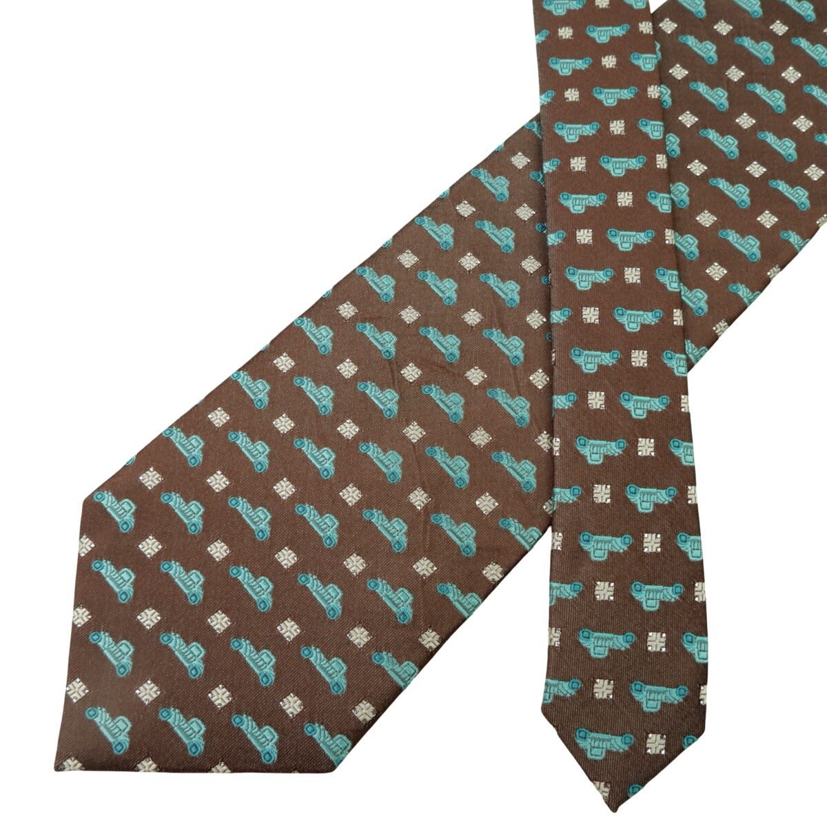 a16003 2 Roberta Di Camerino Tie Silk Brown Car Pattern Korea (US Import Tax Included) มุมที่ 2