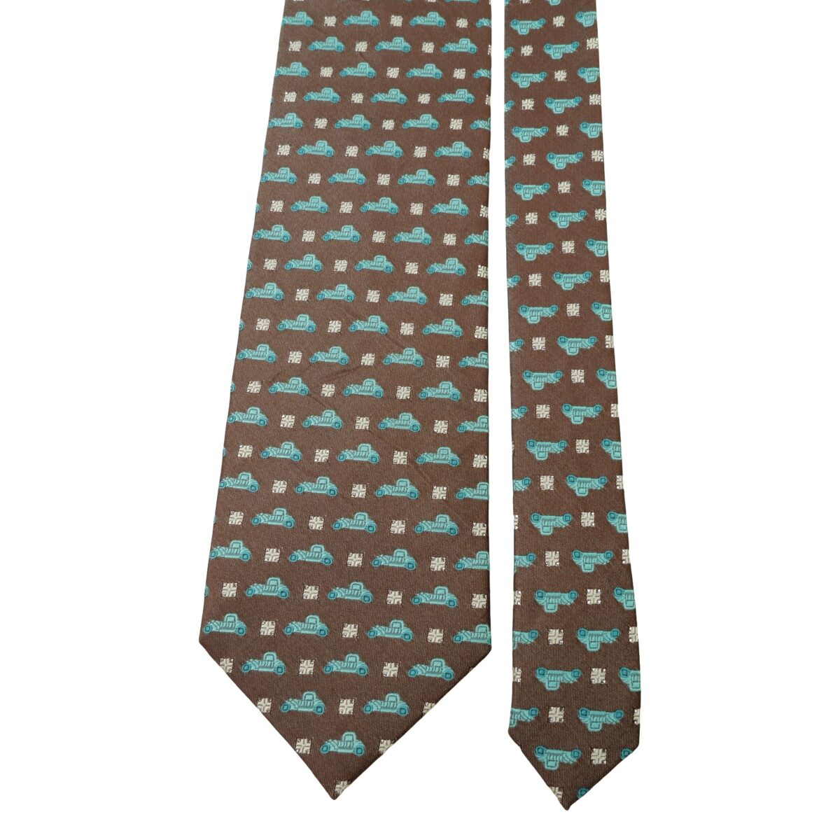 a16003 3 Roberta Di Camerino Tie Silk Brown Car Pattern Korea (US Import Tax Included) มุมที่ 3
