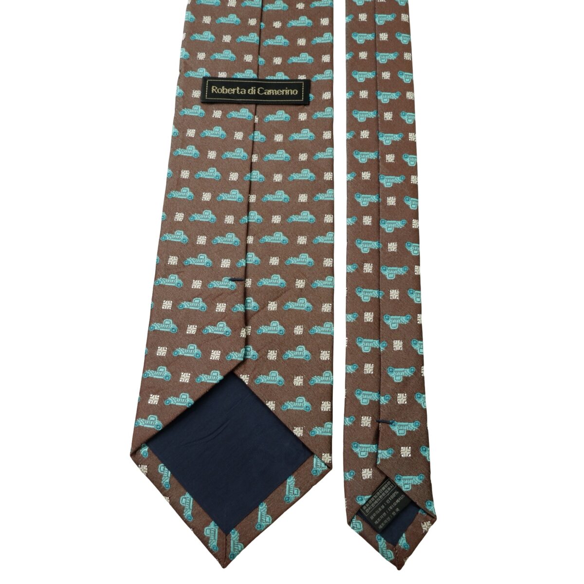 a16003 4 Roberta Di Camerino Tie Silk Brown Car Pattern Korea (US Import Tax Included) มุมที่ 4