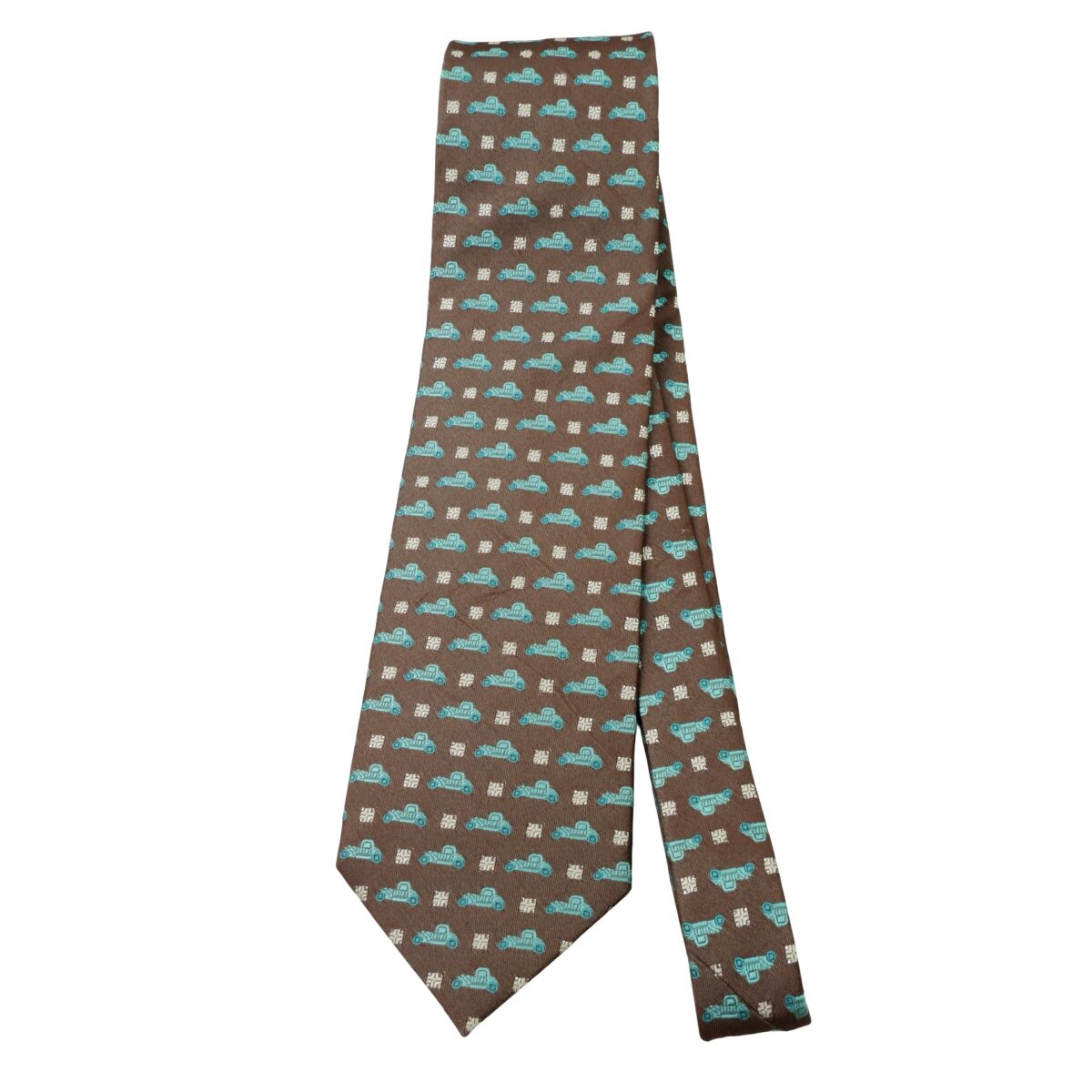 a16003 5 Roberta Di Camerino Tie Silk Brown Car Pattern Korea (US Import Tax Included) มุมที่ 5