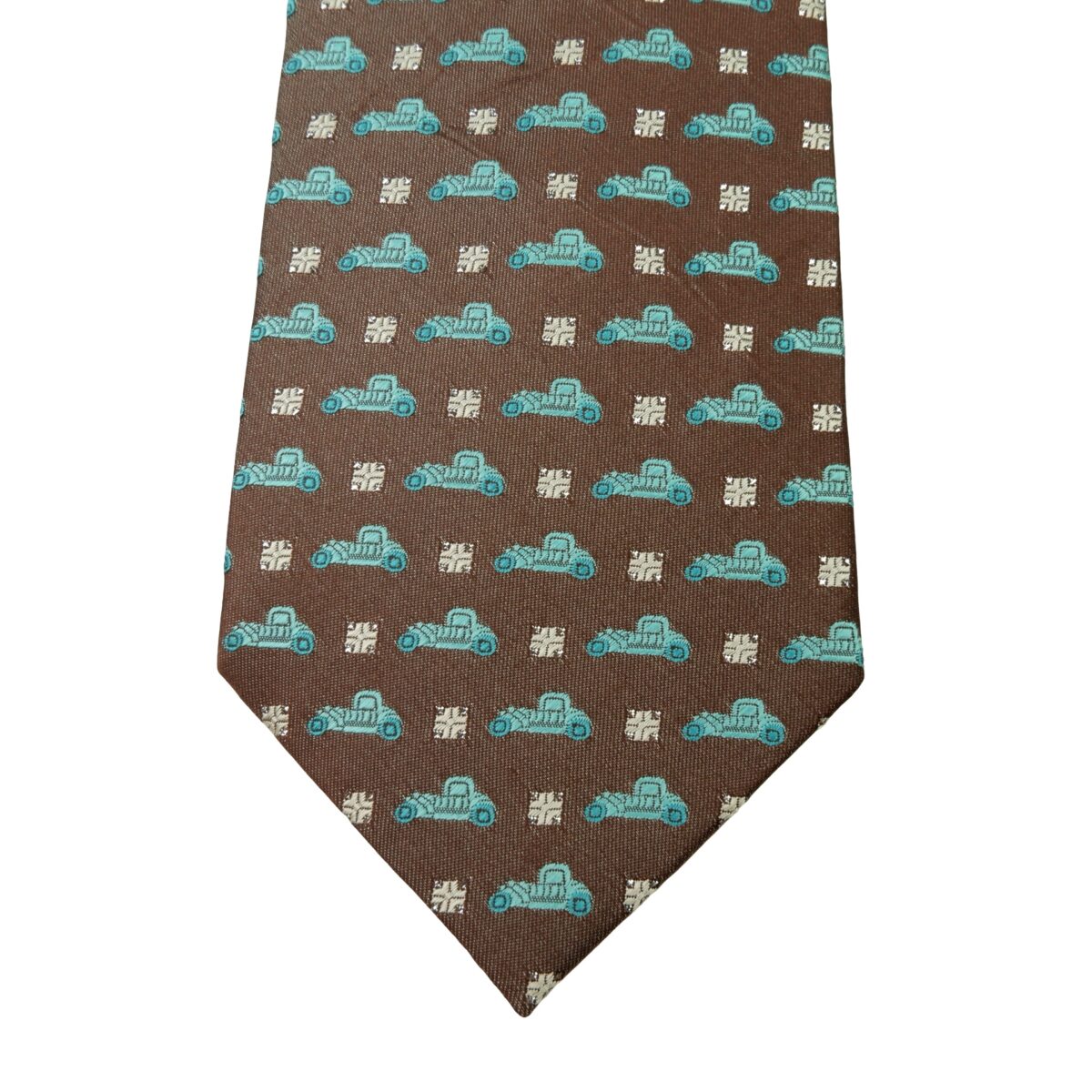 a16003 6 Roberta Di Camerino Tie Silk Brown Car Pattern Korea (US Import Tax Included) มุมที่ 6