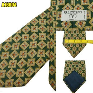 Valentino Tie Silk Green Geometric Italy (US Import Tax Included) มุมที่ 1