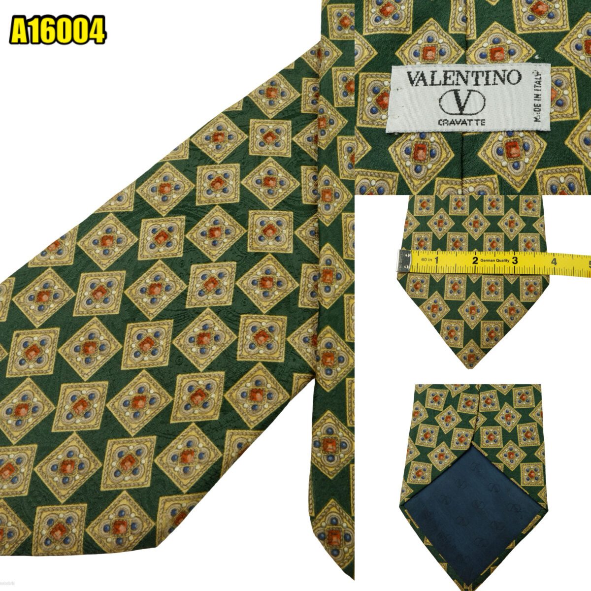 created by photogrid Valentino Tie Silk Green Geometric Italy (US Import Tax Included) มุมที่ 1