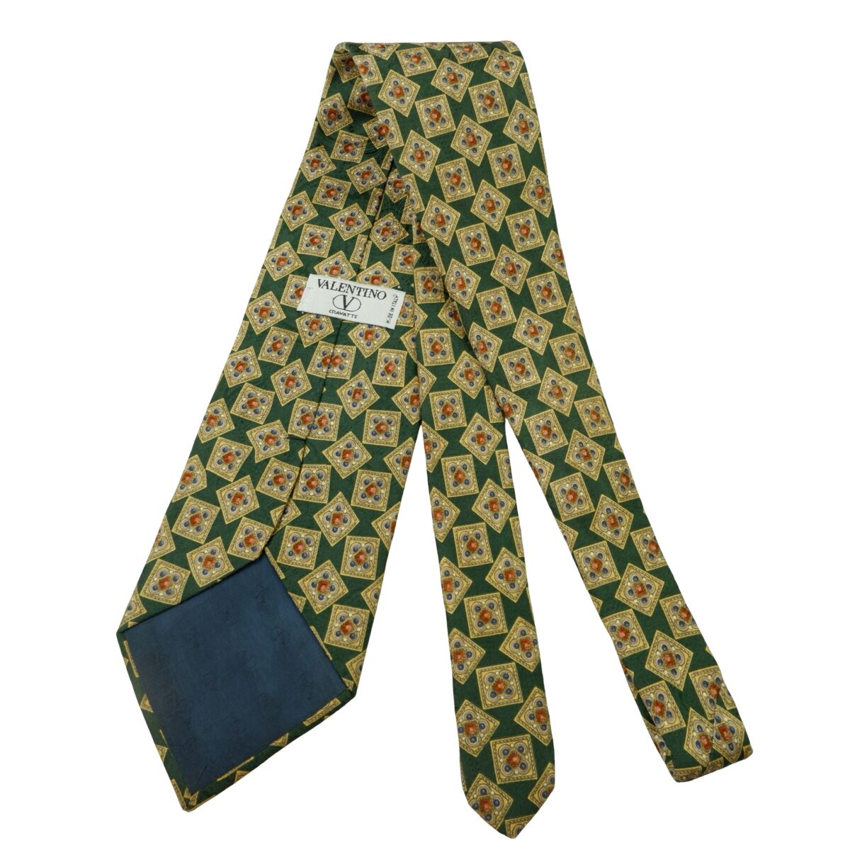 a16004 8 Valentino Tie Silk Green Geometric Italy (US Import Tax Included) มุมที่ 8