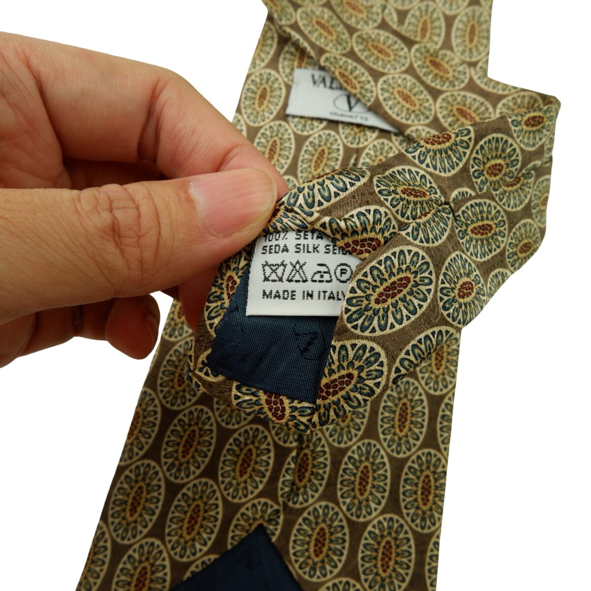 Valentino Tie Silk Brown Geometric Italy (US Import Tax Included) | mesabb clothing Valentino Tie Silk Brown Geometric Italy (US Import Tax Included) มุมที่ 10