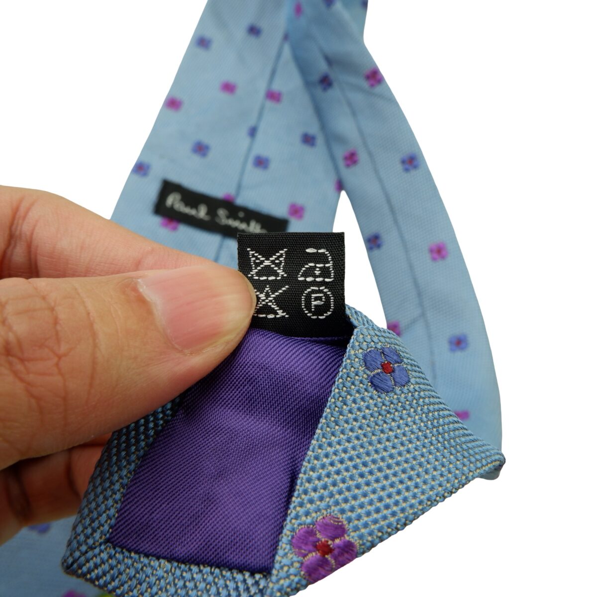 a16009 11 Paul Smith Tie Silk Blue Floral Pattern England (US Import Tax Included) มุมที่ 11