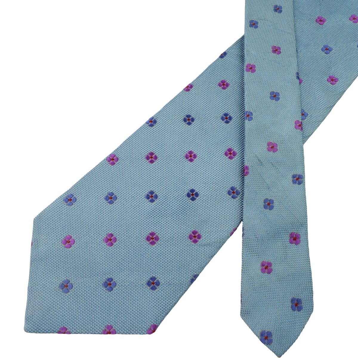 a16009 2 Paul Smith Tie Silk Blue Floral Pattern England (US Import Tax Included) มุมที่ 2